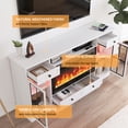 thumbnail image 3 of Sunmthink 68" Fireplace TV Stand for TVs up to 80 Inch, Entertainment Center with 36" Electric Fireplace, Glass Doors, Media Console Cabinet for Living Room, White, 3 of 7