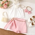 thumbnail image 4 of Glisme Girls Outfit Set Flower Sleeveless Halter Tees With Shorts Set Loose Fit Girls Outfit Size 5-6 Years Pink, 4 of 9