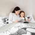 thumbnail image 5 of Erosebridal Soccer Ball Games 7-Piece Bedding Comforter Set For Kids,Cartoon Bowknot Pattern King Bedding Sets For Kids Girls,Reversible Light Gray, 5 of 7