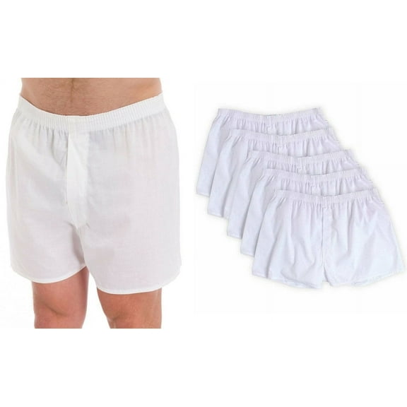 Fruit of the Loom Men's Solid White Boxer Shorts 5-Pack