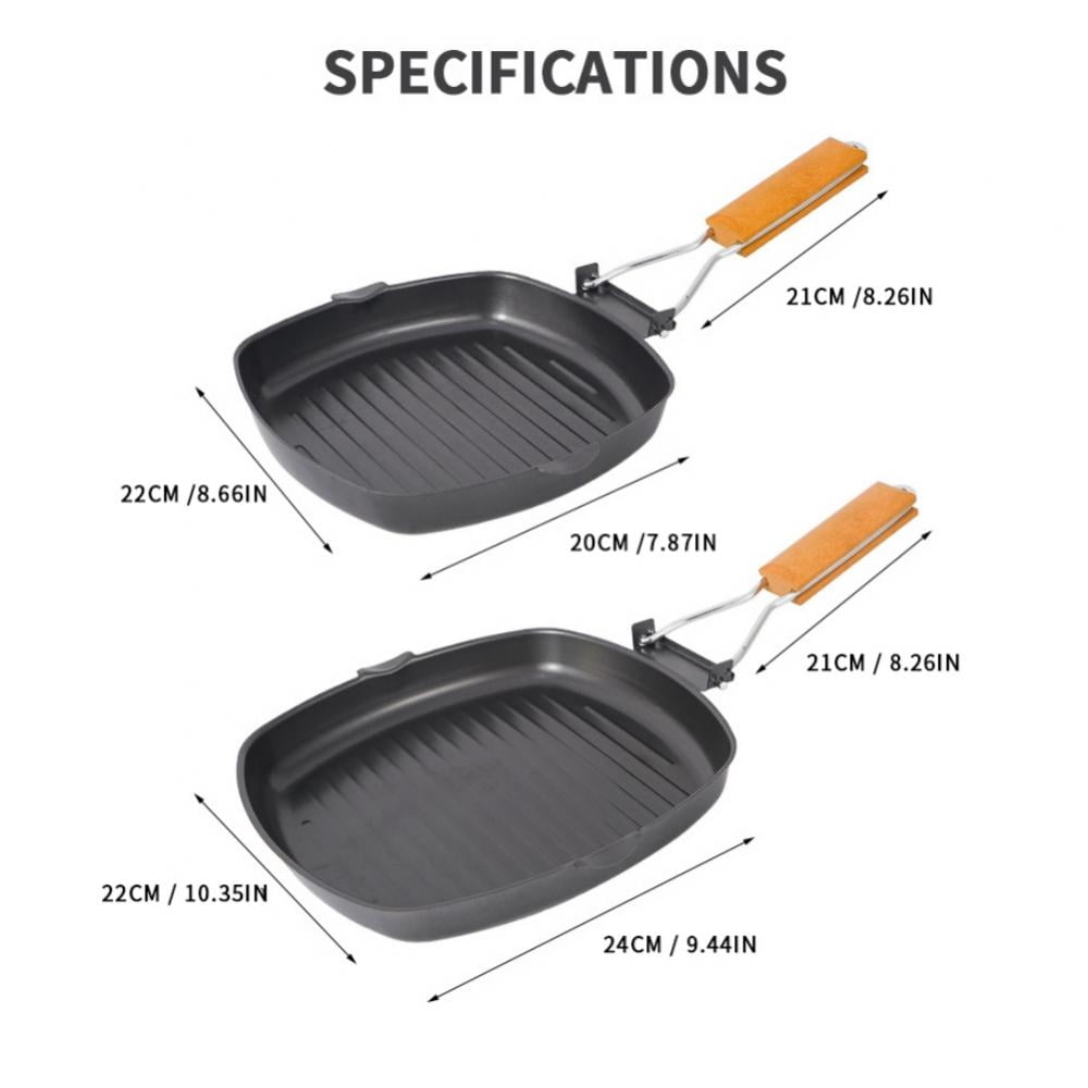 7.9 Inch Grill Pan for Stove Tops Nonstick Induction Square Griddle Pan with Folding Handle
