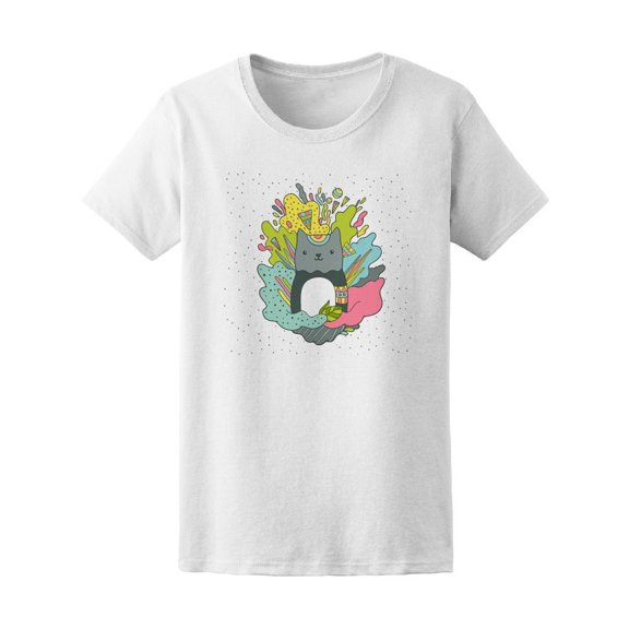 Cute Hand Drawn Cat Doodle Women's Tee - Image by Shutterstock
