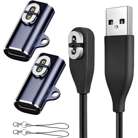 YJJSKEJI Shokz Headphone Charger Adapter 2-Pack & USB-C Charging Cable to Shokz Magnetic Converter Compatible with Aftershokz Aeropex, OpenRun Pro/Air/Mini, OpenComm 2/UC