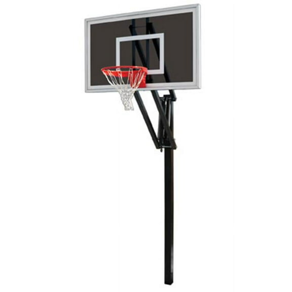 Vector Eclipse Steel-Smoked Glass In Ground Adjustable Basketball System, Columbia Blue