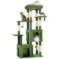 thumbnail image 1 of Heavy Duty 61" Multi-Level Cat Tree Tower for Large Indoor Cats & Maine Coons, 2 Spacious Condos, Durable Natural Sisal Scratching Posts, Stable Playground with Interactive Toys - Green, 1 of 9
