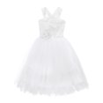 thumbnail image 4 of iEFiEL Little Big Girls Cross Back Flower Girl Dress Wedding Tulle Birthday Party Dress, 4 of 5