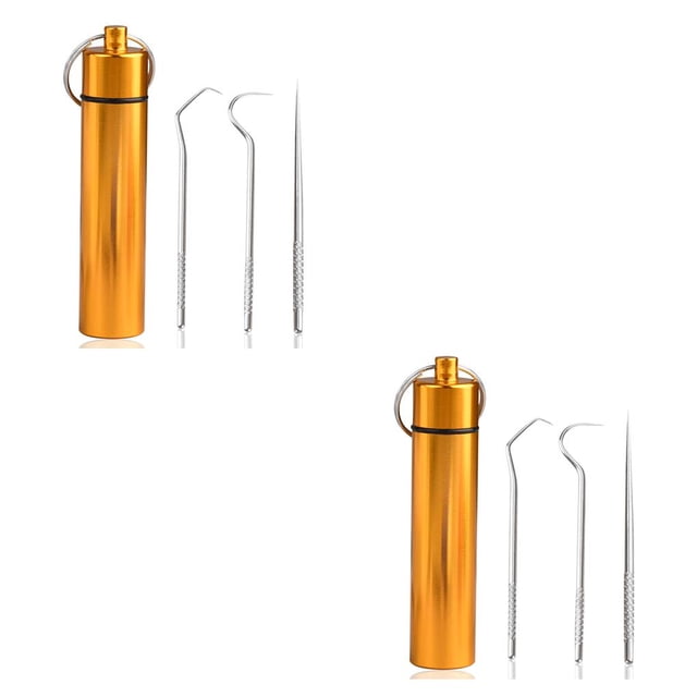 Moyic 3 piezas de palillos de dientes con soporte de bolsillo pequeño para adultos mayores herramientas de dientes organizador de viajes de Type3 NO3