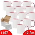 thumbnail image 2 of Mugsie 12 Pcs 11OZ Pink Inside & Handle Sublimation Mugs With Foam Support Boxes, 2 of 2