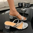 thumbnail image 4 of Jsaierl Chunky Heel Sandals for Women Casual Summer Open Toe Sandals Comfortable Rhinestone Hollow Out Sandals Fashion Wedding Sandal Size 6.5, 4 of 5
