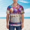thumbnail image 2 of Susaid Colorful Balloon Cake Celebration Print Hawaiian Shirts for Men Women,Hawaiian Summer Short-Sleeve Casual Relaxed-Fit Button-Down,Large, 2 of 7