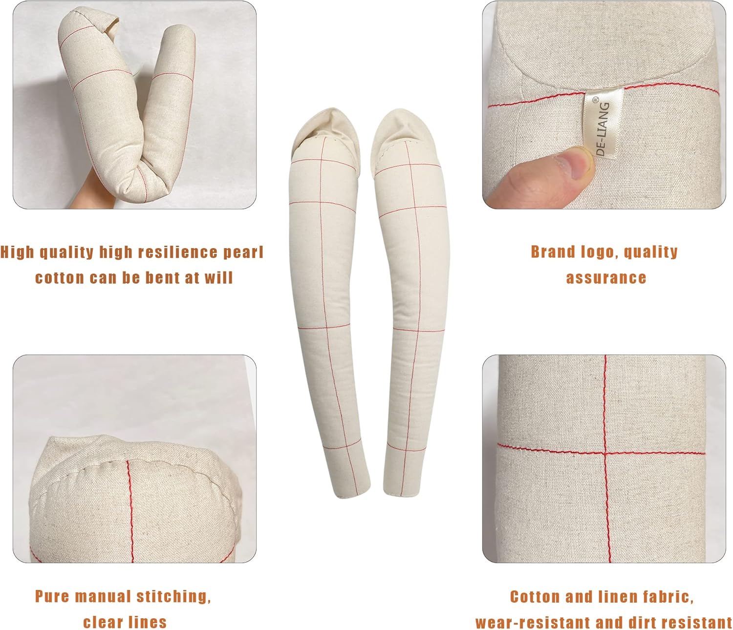 DE-LIANG Dress Form's Pattern Sewing Arms for Men,Adult Male Soft Cotton Arms for Full Body Tailor Mannequin, Fitting Mannequin's Arms 65cm, Draping Male Cotton Soft Arms,Size 96, Beige 1 Pair