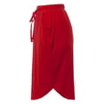 thumbnail image 3 of A2Y Women's Elastic Waist Self Tie Tulip Hem Side Pocket Skirt Dark Red S, 3 of 5