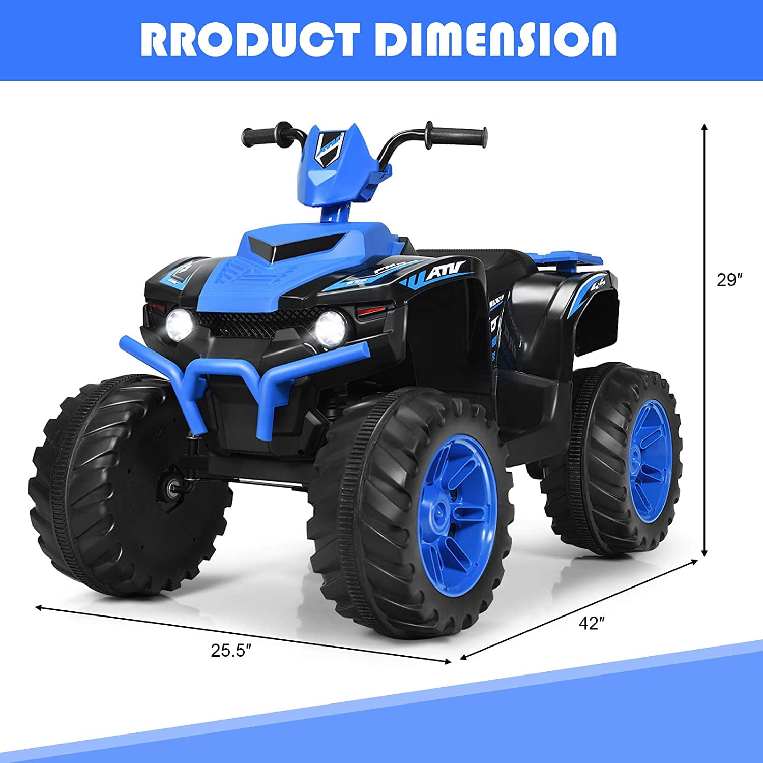 Infans 12V Kids 4-Wheeler ATV Quad Ride On Car w/ LED Light & Music Navy