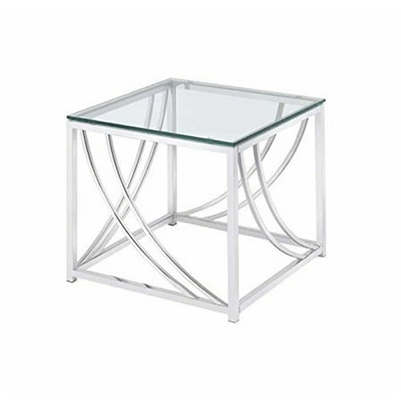HomeStock's square End Table With Swoop Accents Chrome