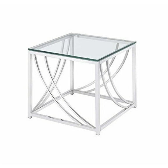 HomeStock's square End Table With Swoop Accents Chrome
