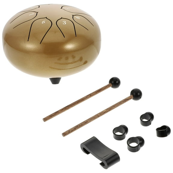 OUNONA  Steel Tongue Drum Rain Chime Mallet 8-tone 6-inch Ethereal Lotus-shaped