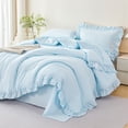 thumbnail image 6 of URBONUR Light Blue Bedding Sets Twin 5Pcs Ruffle Bed in A Bag Farmhouse Comforter Set Soft Microfiber Bedding Comforter Set for All Season(Blue Twin), 6 of 10