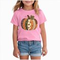 thumbnail image 2 of KPOPLK Girls Halloween Pumpkin Shirt Fall Winter Ghost Graphic Print Short Sleeve T-Shirt Kids Top Size 2-3 Years,Pink, 2 of 4