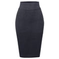 thumbnail image 2 of A2Y Women's Basic Solid Ponte Knee Length Slit Techno Span High Waist Pencil Skirt Heather Navy 3XL, 2 of 3