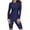 Blue, variant on CHENge Women's Solid Color Long Sleeve Rash Guard, Half-Zip Knee Length Swimsuit, Modest UPF 50 Swimwear for Curvy Ladies