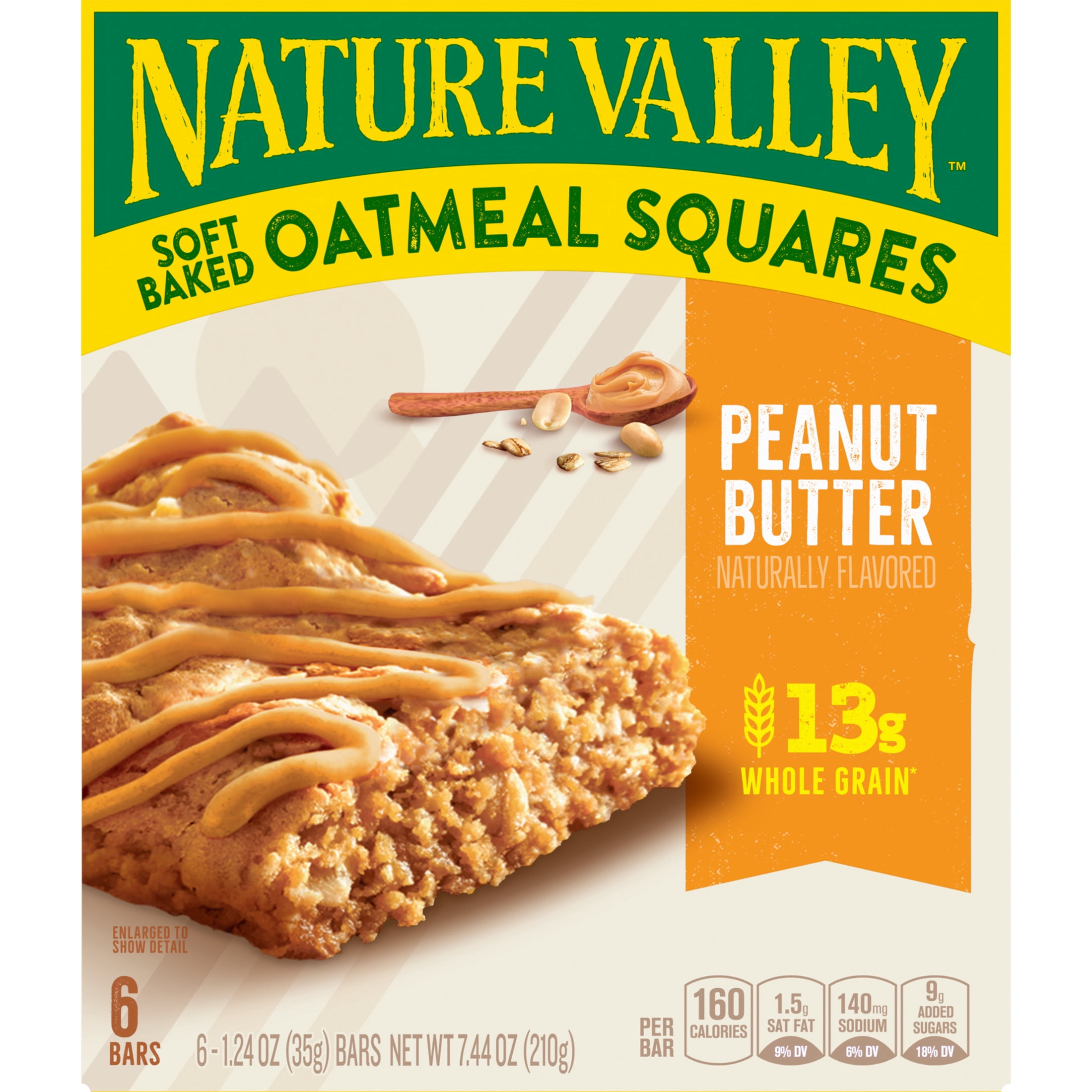 (8 pack) Nature Valley Soft-Baked Oatmeal Squares, Peanut Butter Breakfast Snacks, 6 ct, 7.44 OZ
