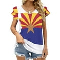 thumbnail image 4 of Arizona State Flag Ruffle Short Sleeve T-Shirt V Neck Shirts Pattern Cute Tops Casual Tee Arizona Flag State Desert Az State, 4 of 5