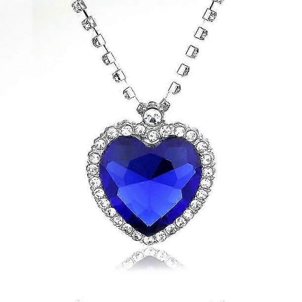 Collar con colgante de cristal de moda, collar Corazón del Océano Titanic, regalo de San Valentín, azul