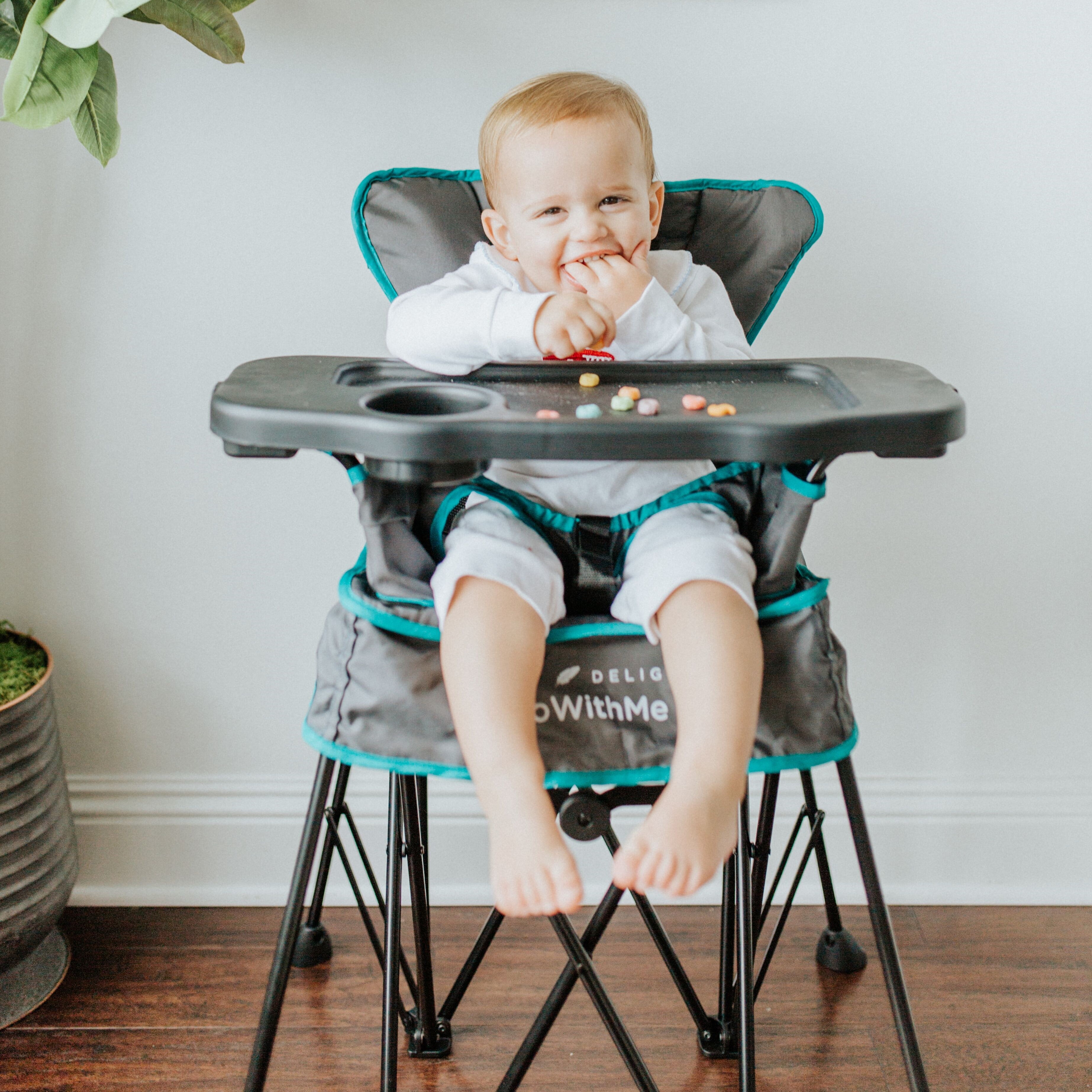 Go With Me Uplift Deluxe Portable High Infant Chair, Teal & Grey