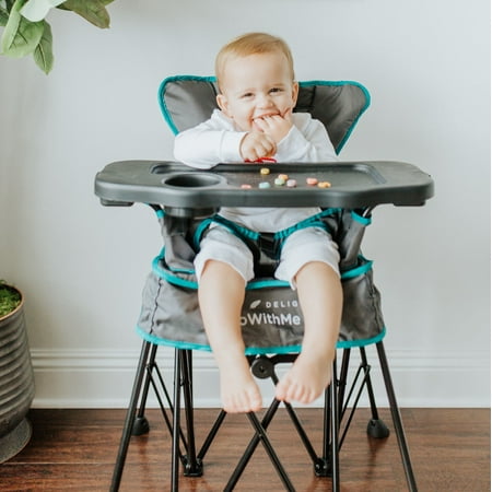 Baby Delight Go with Me Uplift Deluxe Portable High Infant Chair, Teal & Grey
