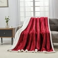thumbnail image 2 of Sherpa Throw Blanket Super Soft Flannel Reversible Ultra Plush Fleece TV Blanket Wine 60x80, 2 of 7