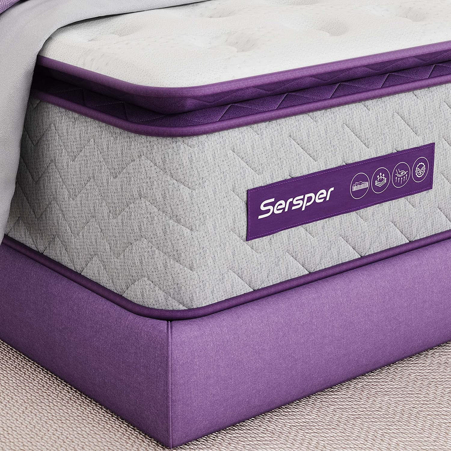 Full Size Hybrid Mattress, Sersper 10 Inch Pillow Top Mattress with Gel