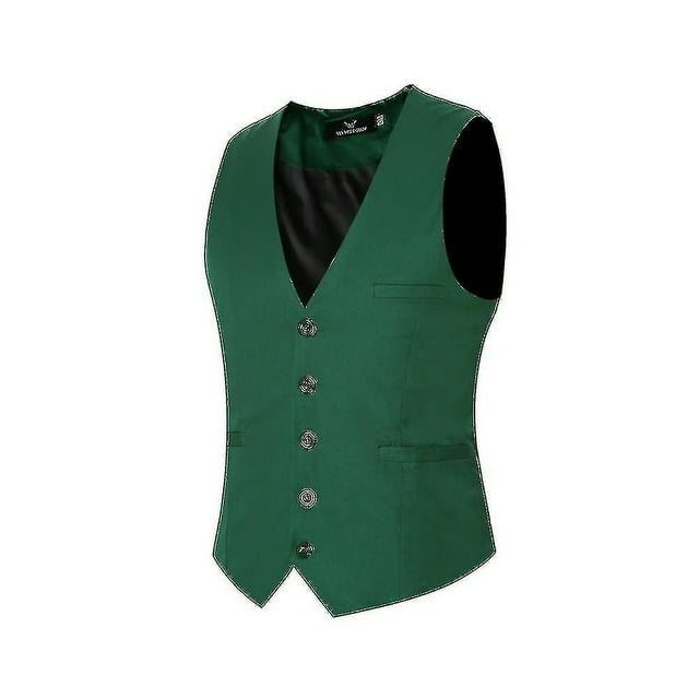 Chaleco de traje con cuello en V para hombre Chaleco delgado de algodón para las cuatro estaciones