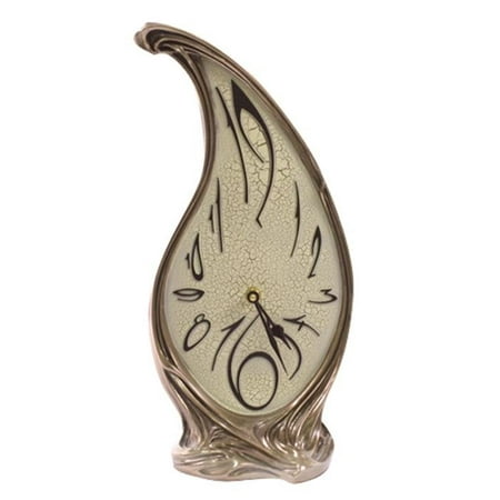 - 14.5 Inch Teardrop Clock Polished Bronze with Cracked Eggshell Face