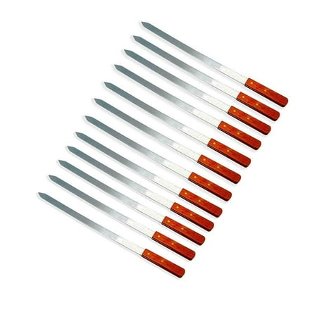 

12 Pack 23-Inch Heavy Duty 1-Inch Wide BBQ Barbecue Kabob Skewers Wooden Handles