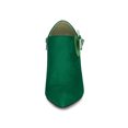 thumbnail image 6 of BLISSFUL STEP Women's Pointed Toe Bow Decor Stiletto Heel Ankle Boots Emerald Green 10, 6 of 7