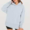 thumbnail image 5 of Oversized Hoodies for Women Fleece Side Slit Hooded Sweatshirts Thumbhole Long Sleeve Sweatshirts Cozy Pullover Shirts Light Gray M, 5 of 8