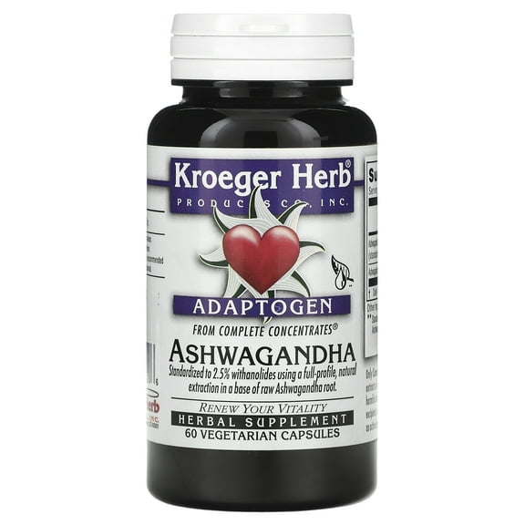 Kroeger Herbs - Ashwagandha Complete Concentrate - 60 Vegetarian Capsules