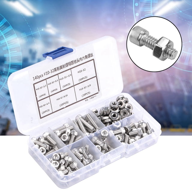 140pcs Stainless Steel Hex Socket Head Assortment Kit for Plumbers, Assemblymen, and Machine Tools