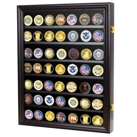 Military Challenge Coin Display Case Wall Cabinet