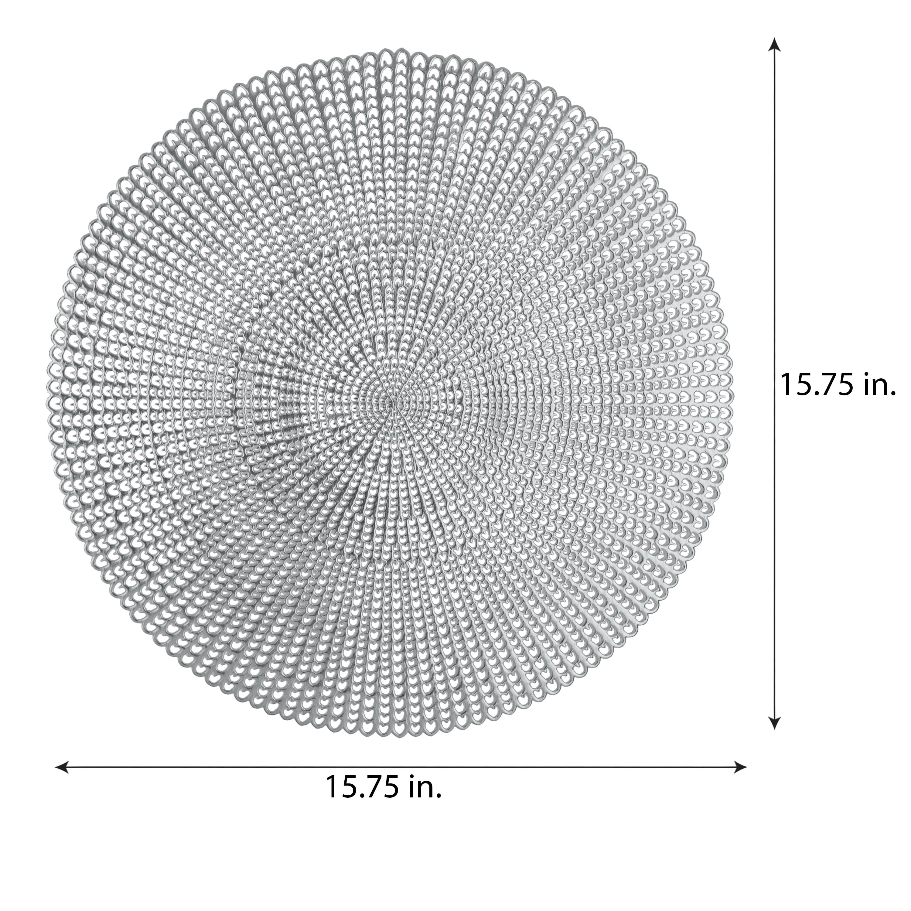 Home Details Set of Four Round Woven Place Mats, Silver