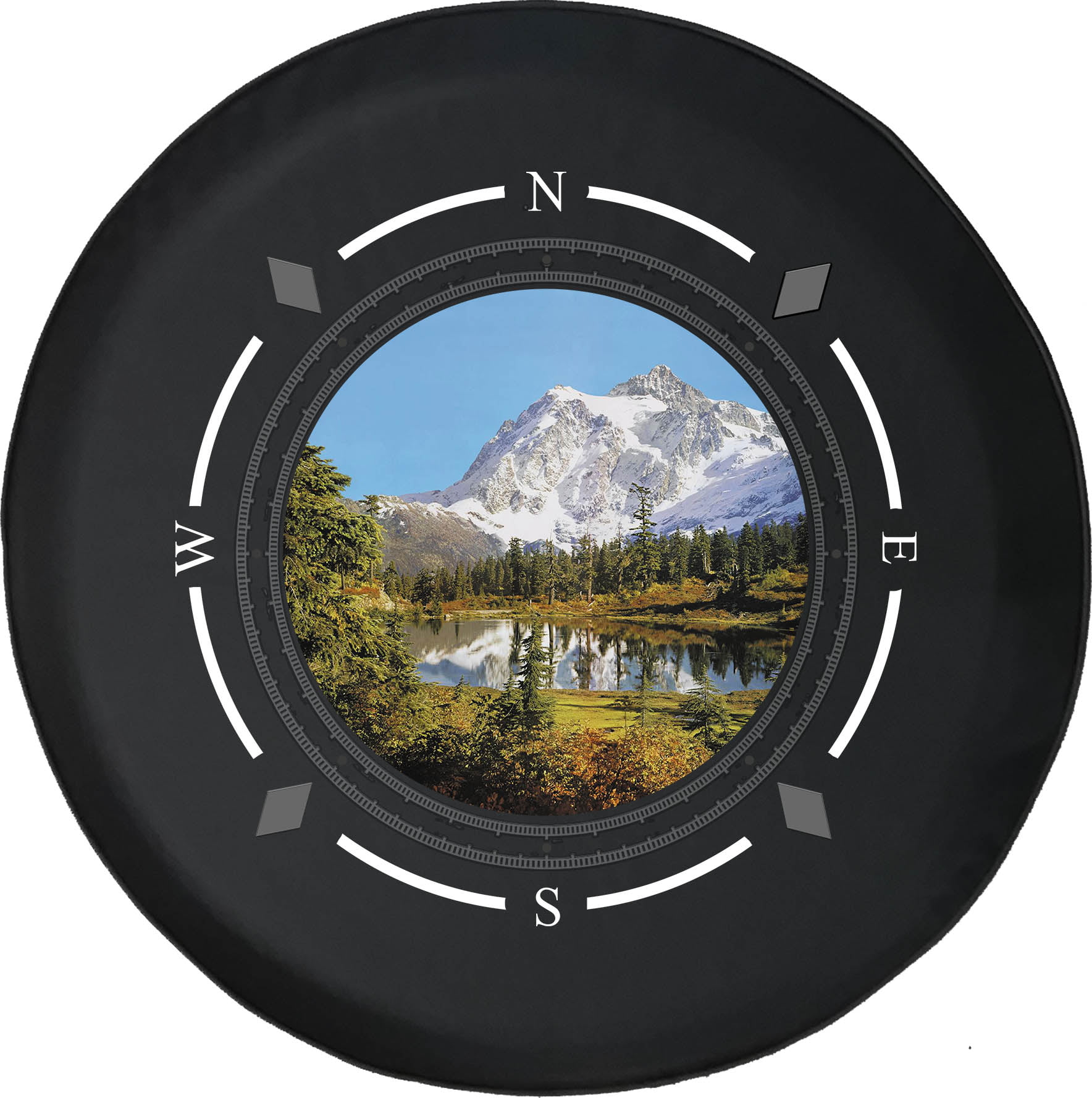Spare Tire Cover Compass Snowy Mountain Pine Forest Calm Lake Wheel Covers  Fit for SUV accessories Trailer RV Accessories and Many Vehicles 