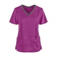 thumbnail image 1 of T-Shirts pour Femmes 2025, T-Shirts pour Femmes, T-Shirts à Manches Courtes Col en V Raccourcis pour Femmes avec Poche pour Travailleurs de Soins Hauts Basiques T-Shirts de Superposition pour Femmes T-Shirts de Compression pour Femmes, 1 of 3