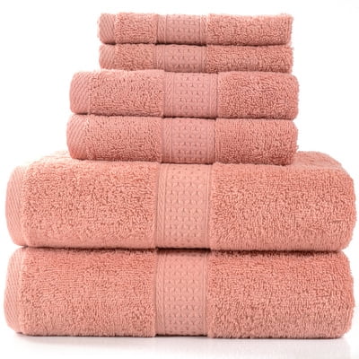 Serviette de Bain de Qualité Super Moelleuse - Couleur Unie - Ensemble de 6 Serviettes - 2 Serviettes de Bain, 2 Serviettes à Main et 2 Serviettes - Serviettes 102 % Coton, Convient aux Maisons, Hôtels et spas