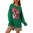 thumbnail image 4 of Xingqing Femmes Valentine'S Day Casual en Vrac Manches Longues T-Shirt Amour Coeur Graphique Imprimé Raglan Col Rond Top Grande Taille Sweatshirt, 4 of 9