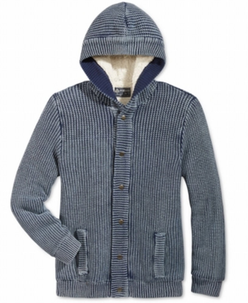mens chunky knit hooded cardigan