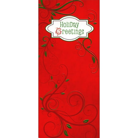 Designer Greetings Red Holiday Greetings and Vines Christmas Money & Gift Card (Best Holiday Money Card)