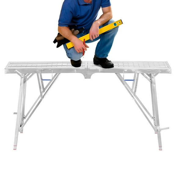 Flylapdo Scaffolding Work Bench Adjustable Scaffold Folding Work Bench Non-Slip Work Bench Rust-Resistant for Cleaning Car Washing Lamp Repairing Painting polite