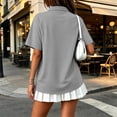thumbnail image 4 of Stralyhd Womens Polo Shirts Short Sleeve Tops Casual Tops Collared V Neck Dressy Blouses Gray M, 4 of 6