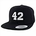 thumbnail image 3 of Trendy Apparel Shop Number 42 White Thread Embroidered Flat Bill Snapback Baseball Cap - Black, 3 of 4
