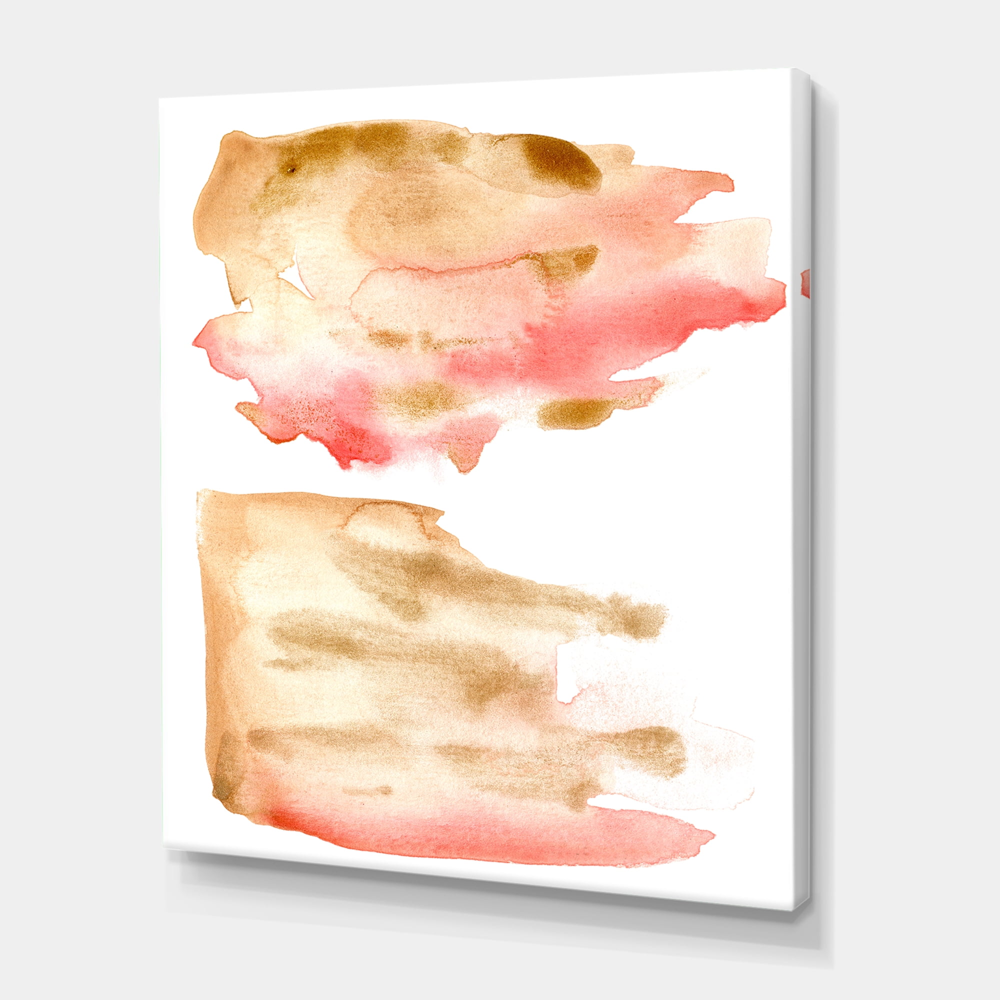 Designart ' Red Pink Gold and Beige Abstract Clouds ' Modern Canvas Wall Art Print